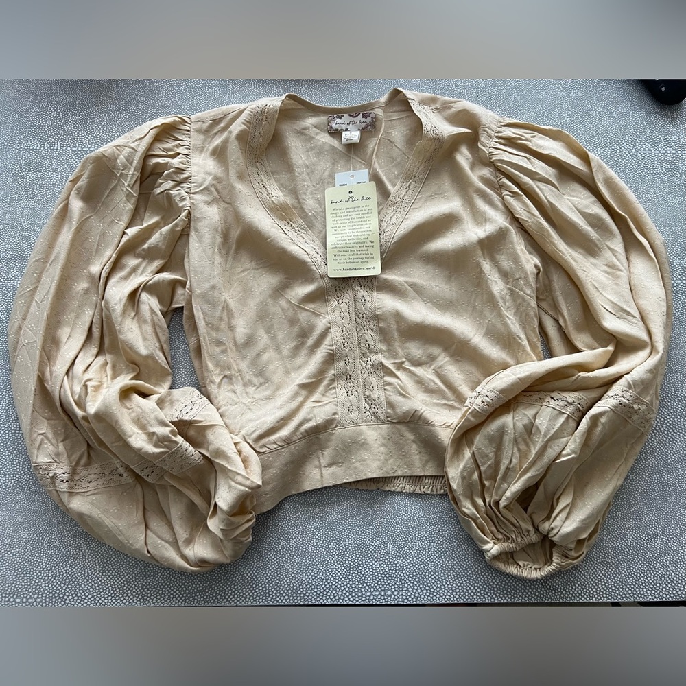 NWT Cream Long Sleeve Blouse by Hand of the Free